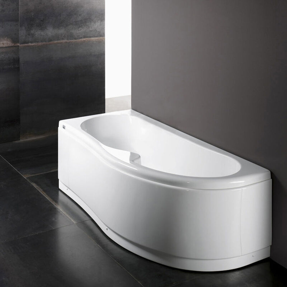 Vasca da bagno asimmetrica in acrilico bianco solo guscio 150x100 cm