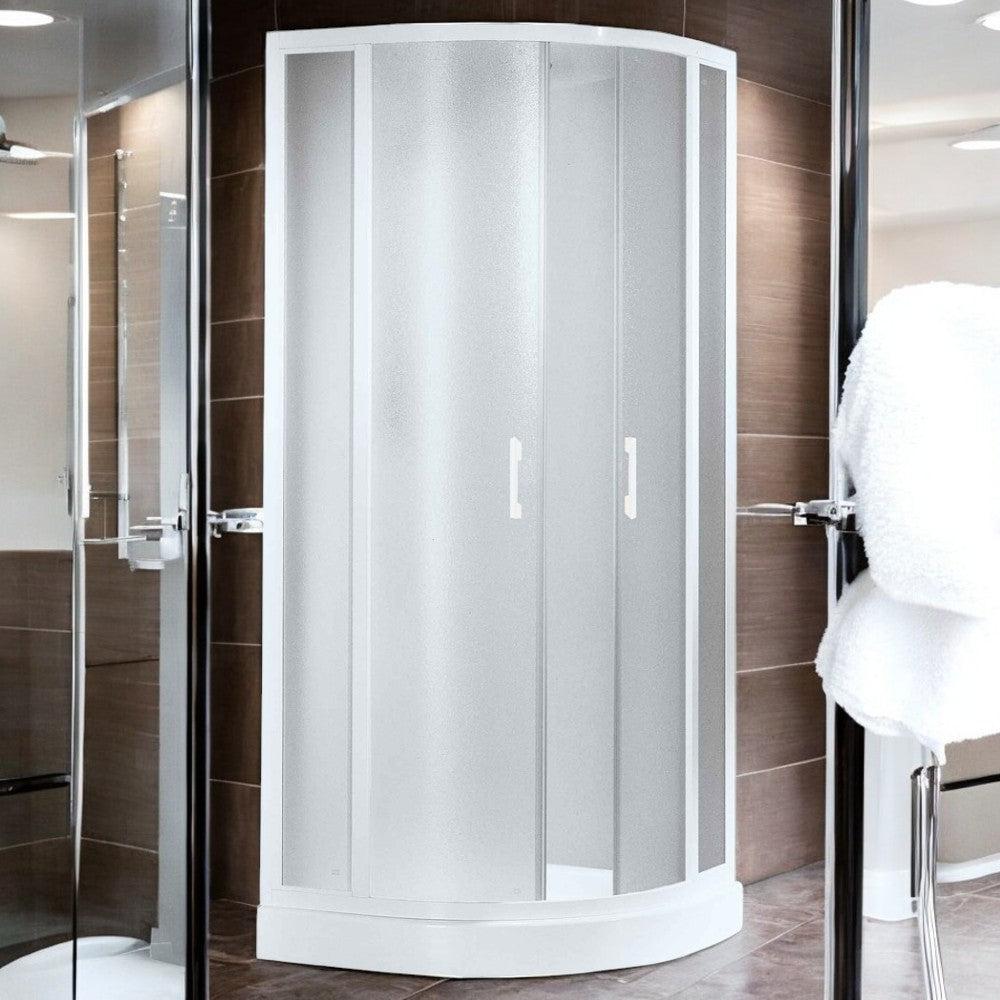 Box doccia semicircolare h185 cm con ante scorrevoli e pannelli in acrilico effetto bollicine