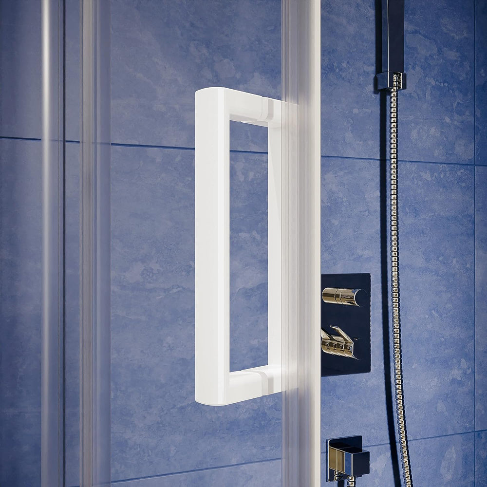 Box doccia semicircolare h185 cm con ante scorrevoli e pannelli in acrilico effetto bollicine