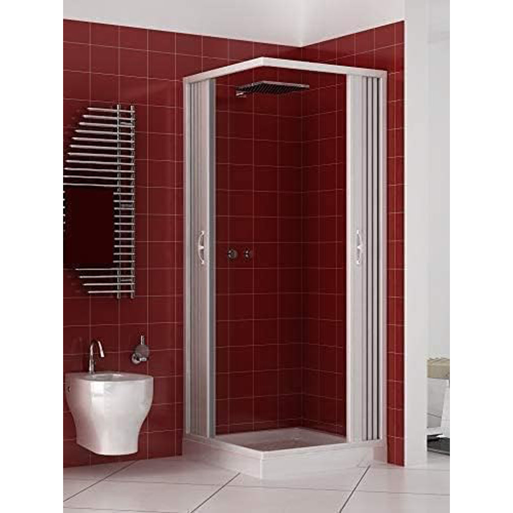 Box doccia pannelli con apertura a soffietto h185 cm in pvc bianco regolabile in larghezza