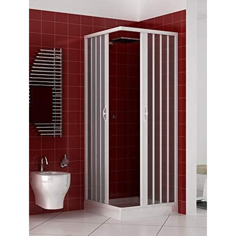 Box doccia pannelli con apertura a soffietto h185 cm in pvc bianco regolabile in larghezza