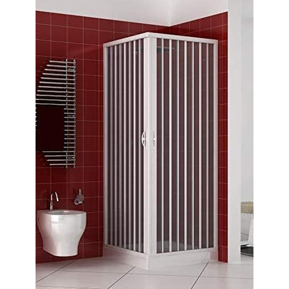 Box doccia pannelli con apertura a soffietto h185 cm in pvc bianco regolabile in larghezza