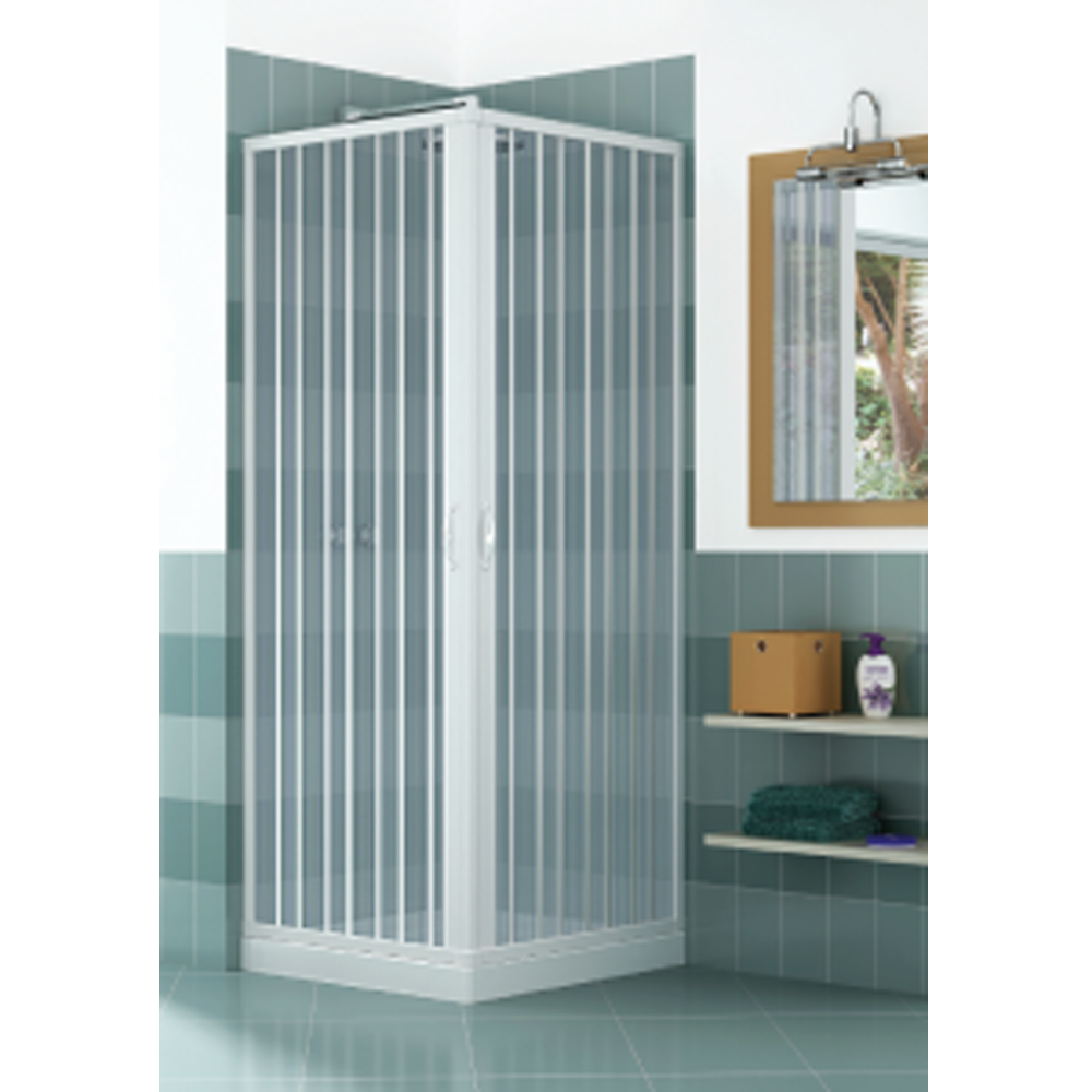Box doccia pannelli con apertura a soffietto h185 cm in pvc bianco regolabile in larghezza