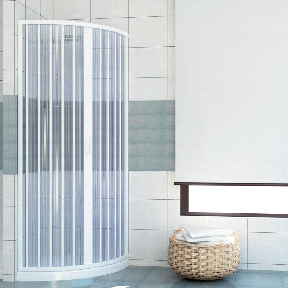 Box doccia semicircolare in PVC h185 cm con apertura centrale a soffietto
