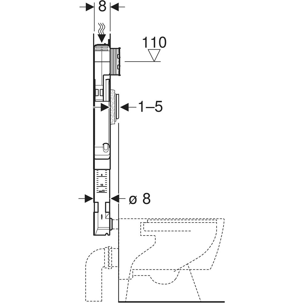 Cassetta Incasso 8 cm per wc con rete portaintonaco premontata Sigma 8