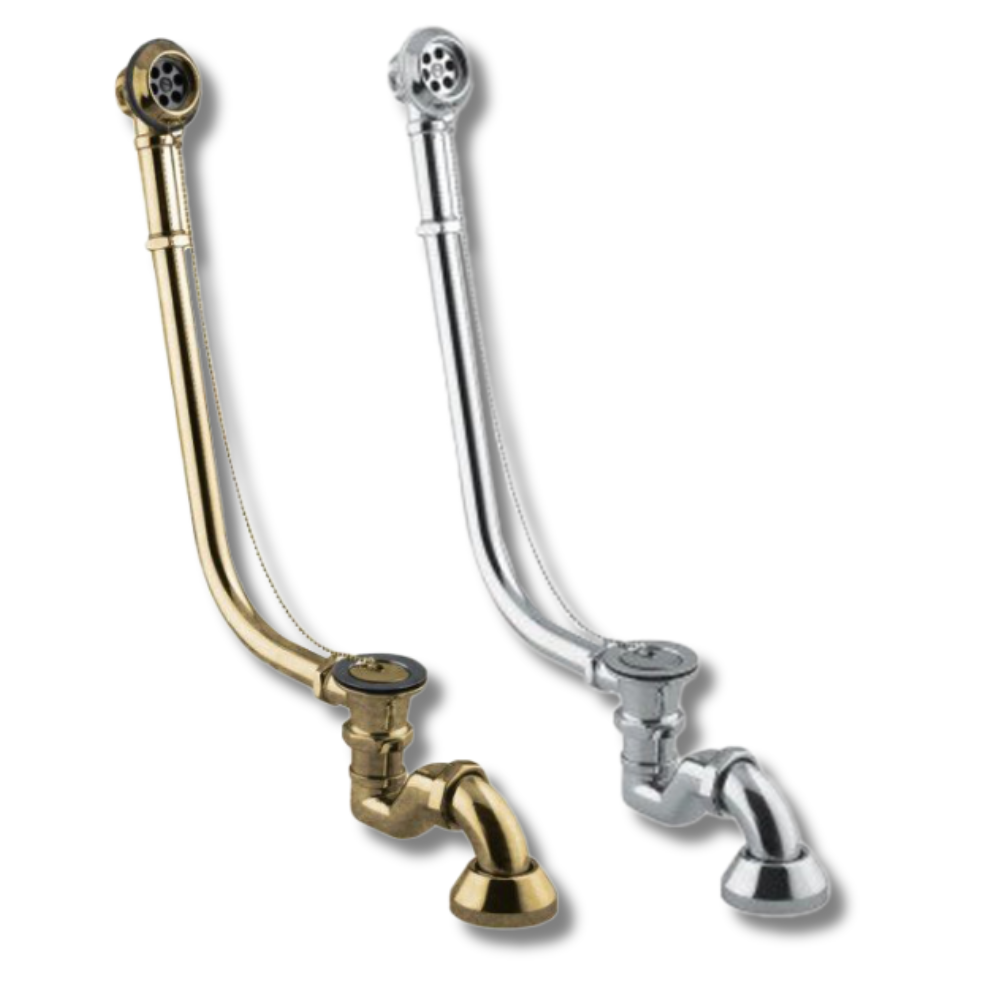 Colonna per vasca epoca con rifinitura cromo e bronzo