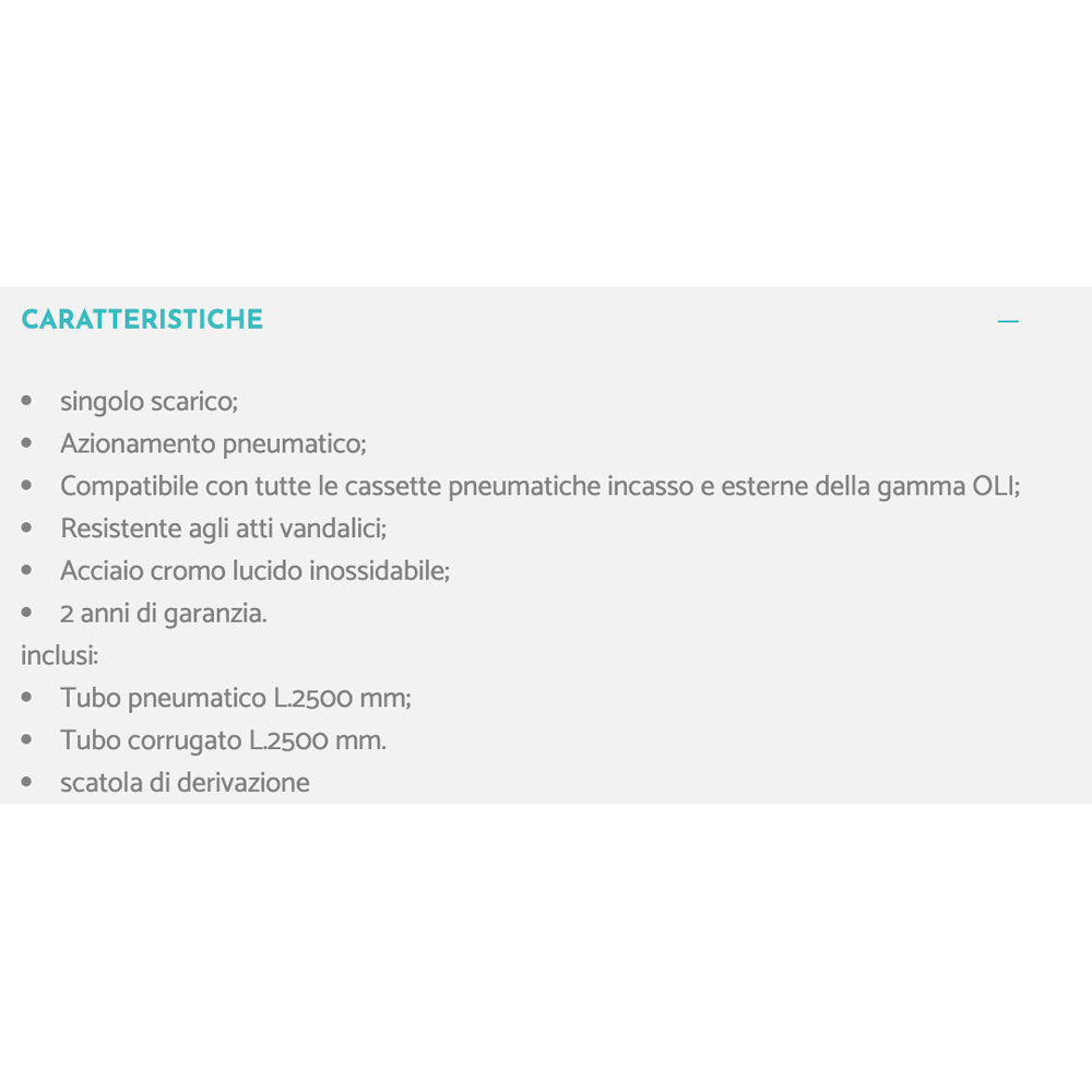 Comando pneumatico a parete a incasso mono trend inox