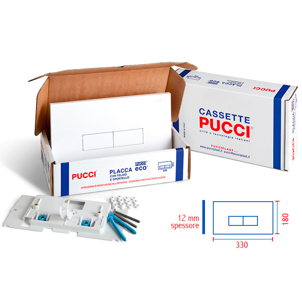 Kit copertura doppio tasto bianco con telaio sportello ricambio placca Eco 310