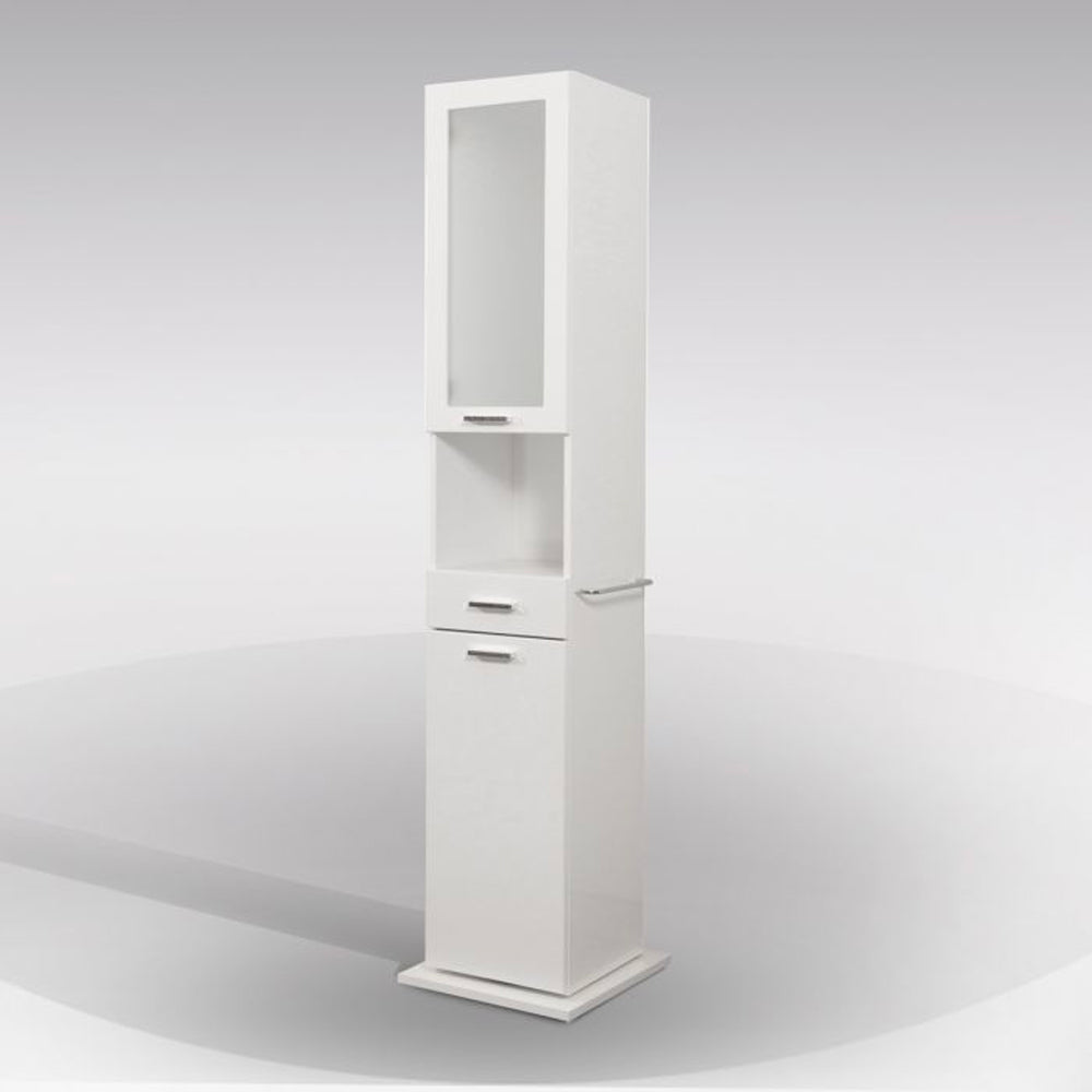 Colonna mobile da bagno girevole con specchio e ante apertura a destra 43x43xH191 cm
