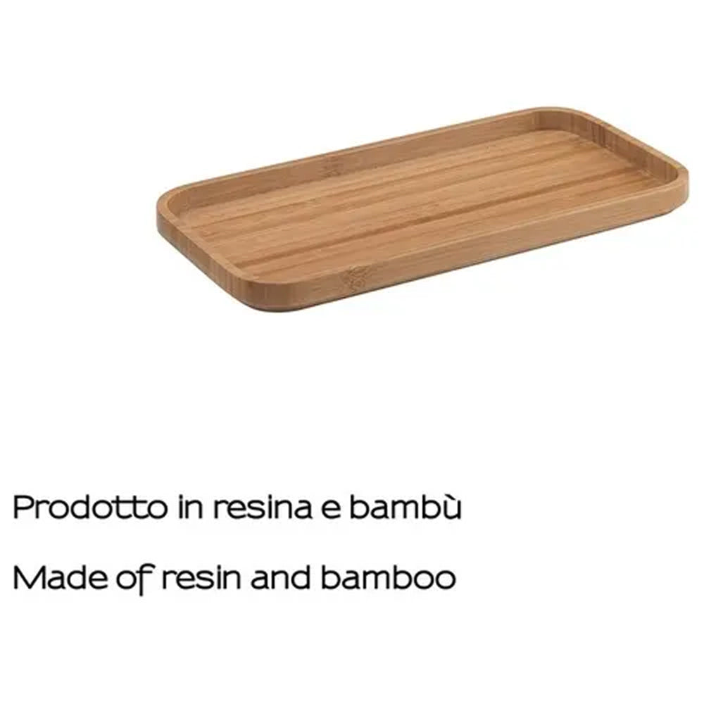 Vassoio porta oggetti 30x15 cm da appoggio da bagno in bamboo Linea Wood
