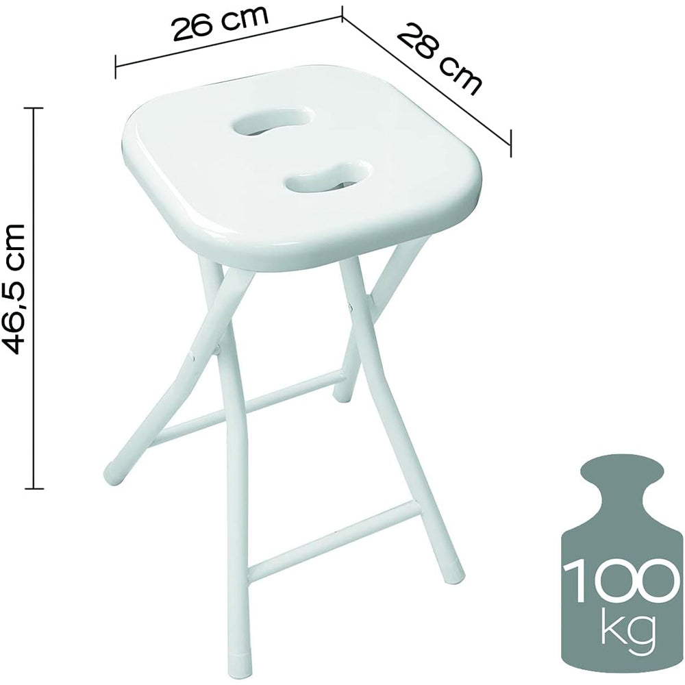 Sgabello richiudibile bianco in resina 28x26x46.5 cm