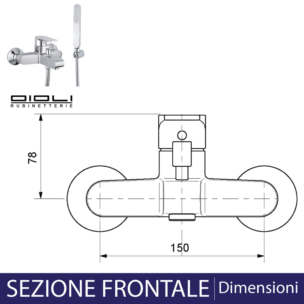Miscelatore vasca esterno in ottone cromo lucido New Detroit