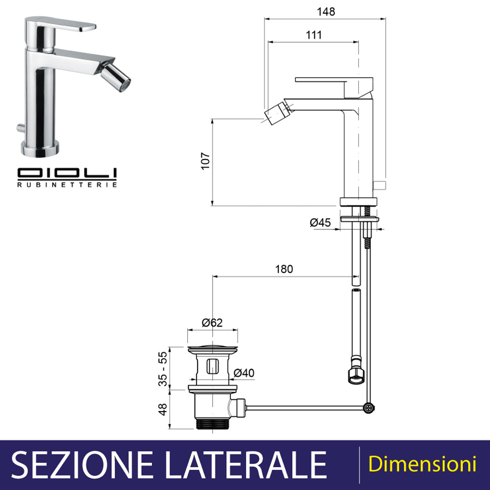 Miscelatore bidet con aeratore snodabile cromo lucido New Detroit