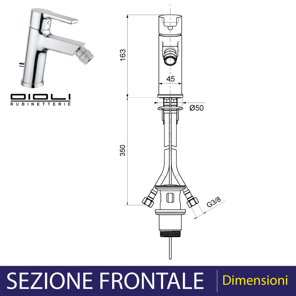 Miscelatore bidet in acciaio cromato 15.6x4.5xH16.3 cm