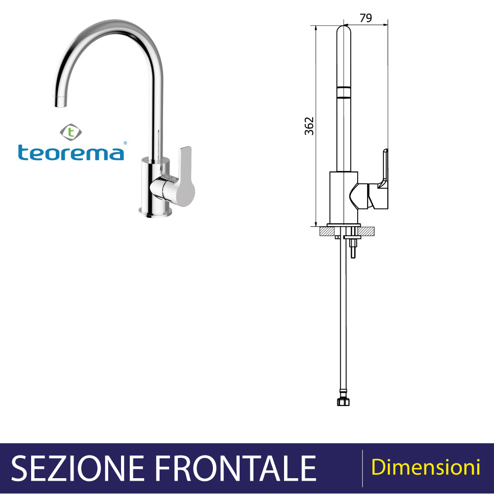 Miscelatore lavello cucina canna a U cromo