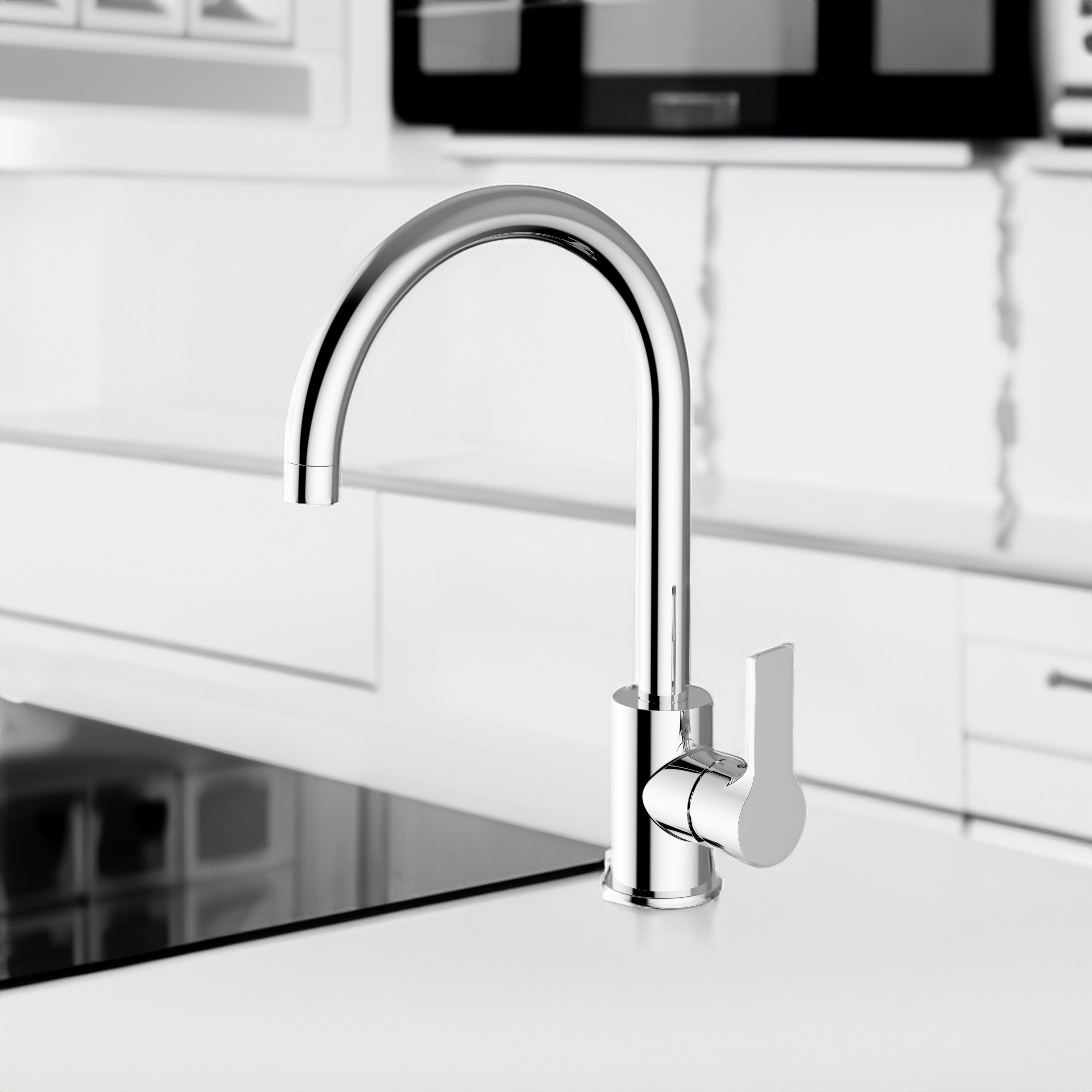 Miscelatore lavello cucina canna a U cromo