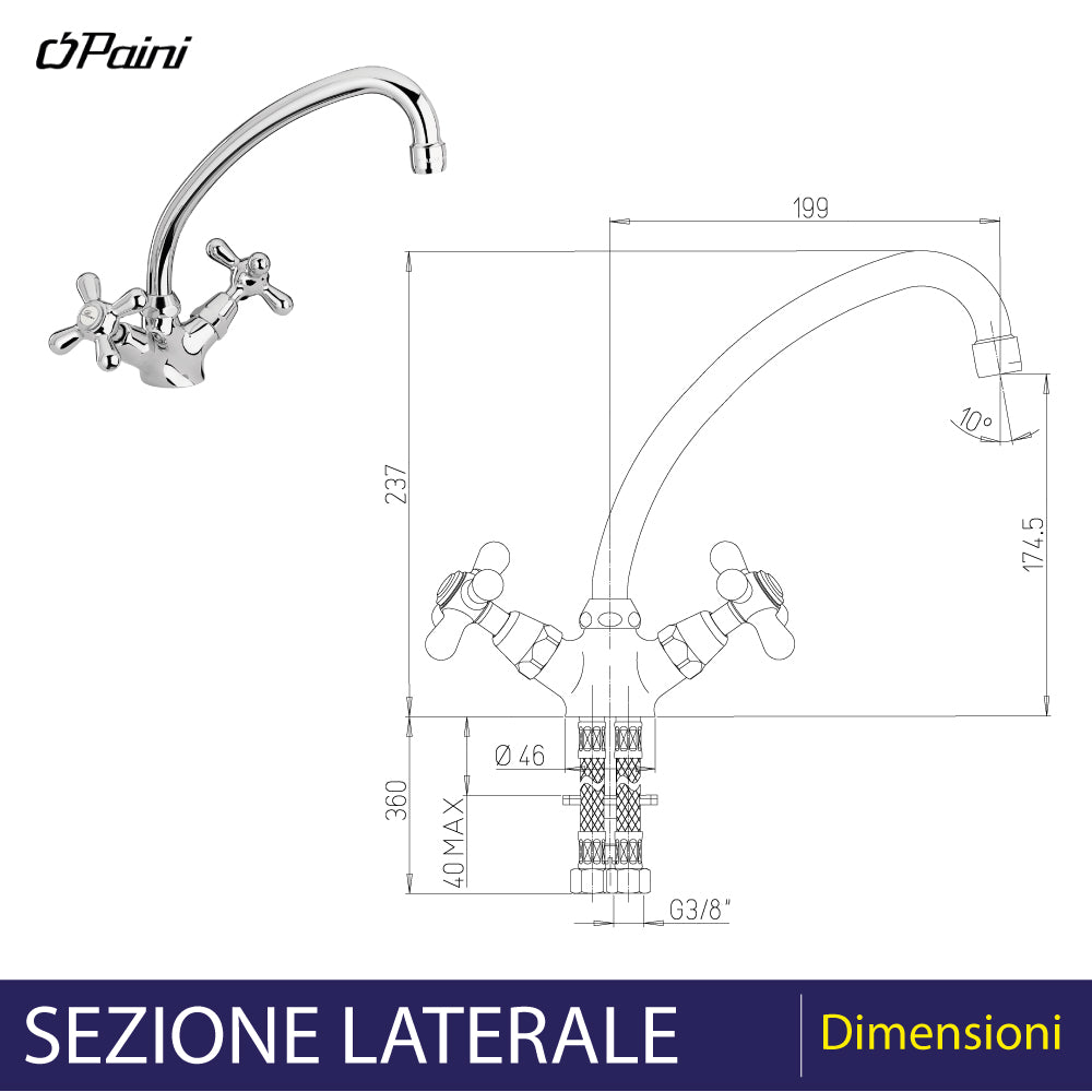 Miscelatore monoforo per lavello cromo lucido Liberty