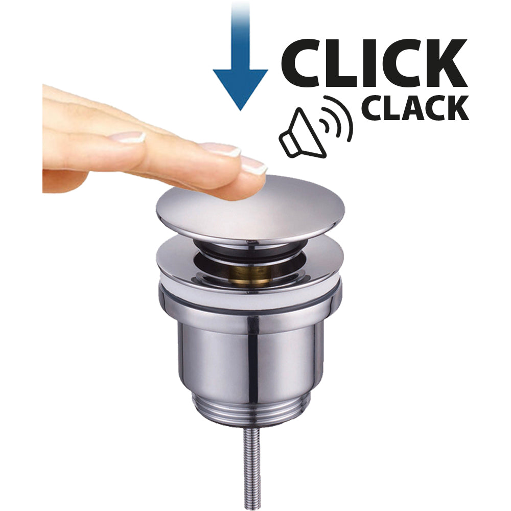 Piletta universale in ottone lucido resistente alla corrosione con scarico rapido per lavabo Click Clack