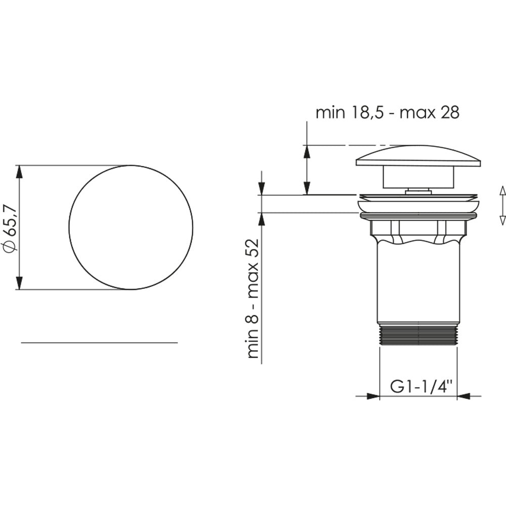 Piletta universale in ottone lucido resistente alla corrosione con scarico rapido per lavabo Click Clack