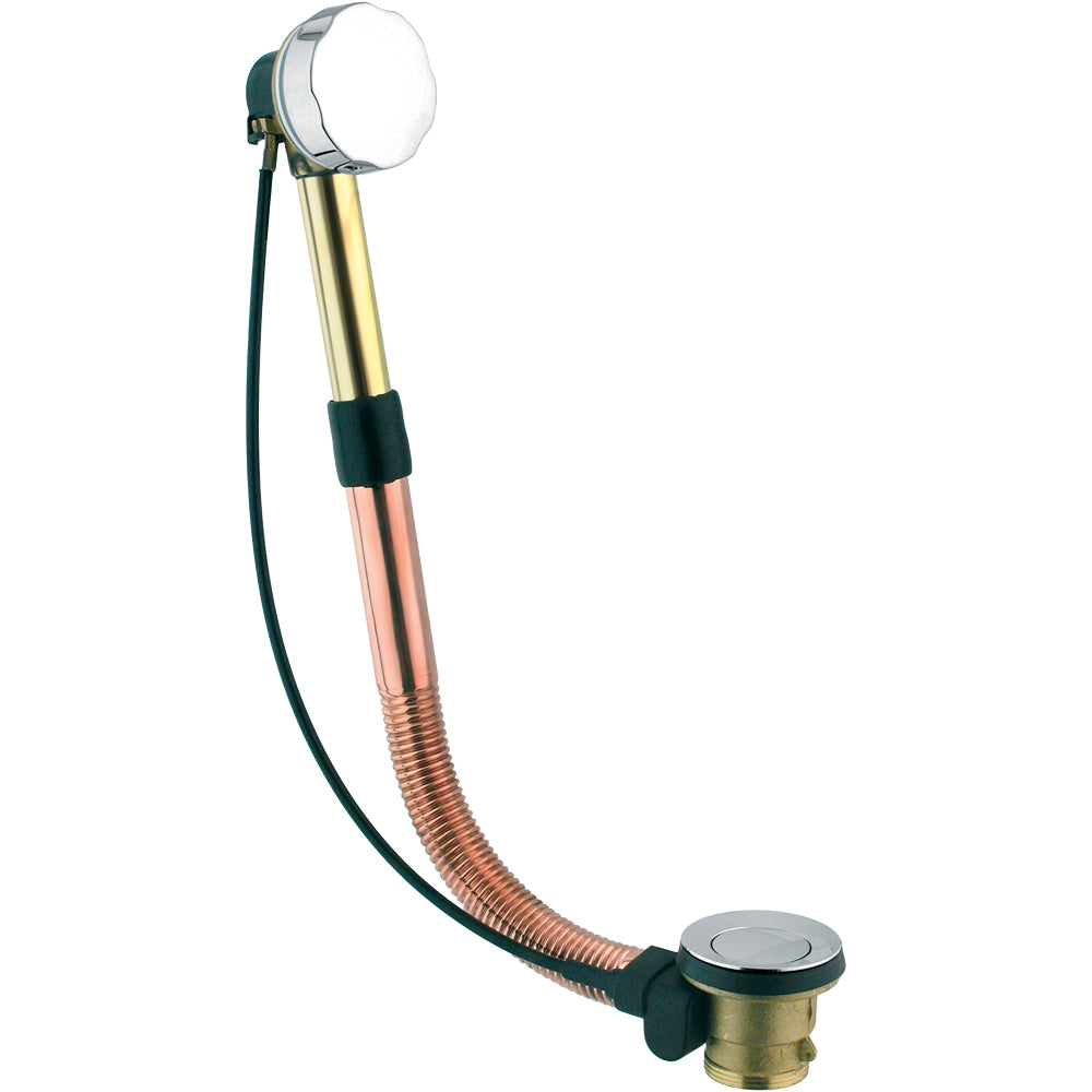 Colonna di scarico per vasca in ottone regolabile 56-65 cm con tappo