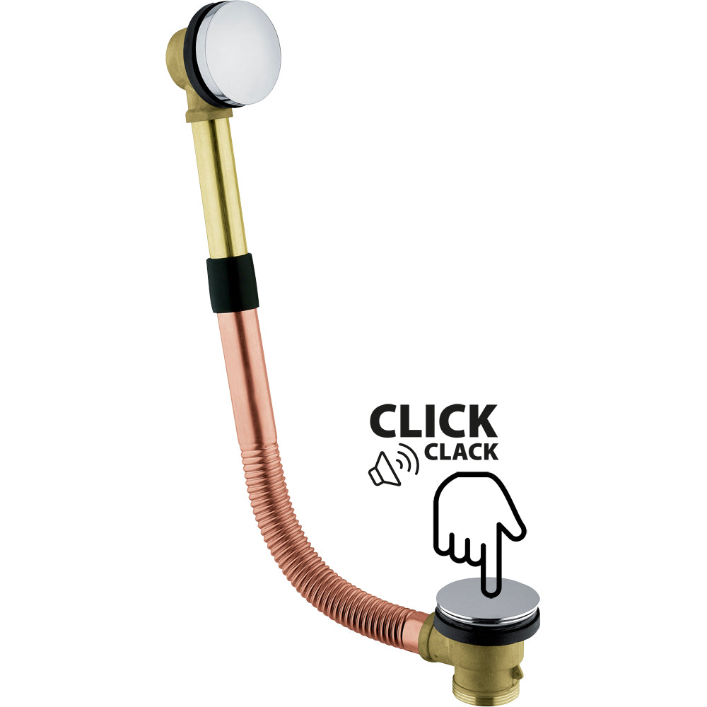 Colonna di scarico per vasca con tappo 1"1/2 a scatto in ottone  45-55 Cm
