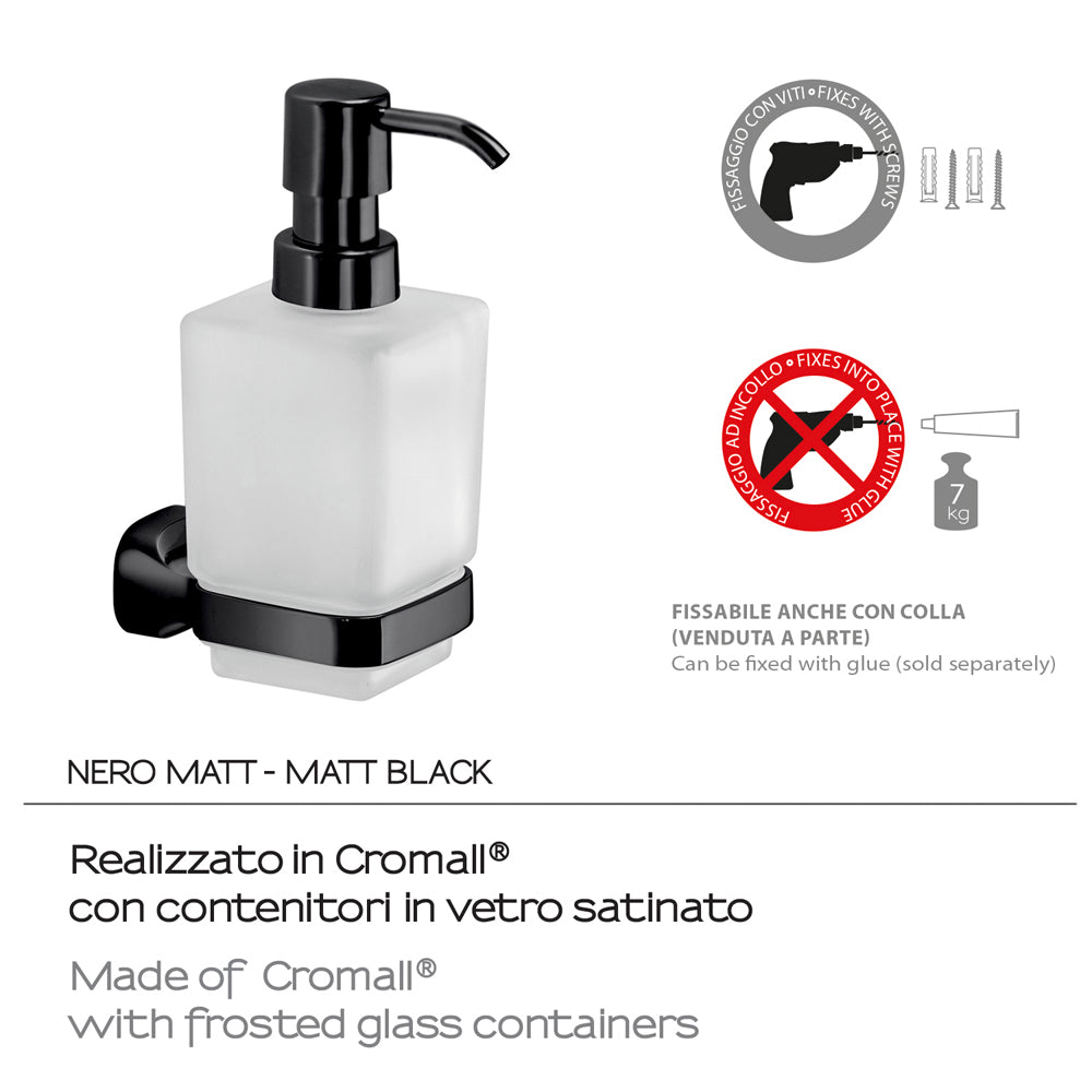 Dosapone dosatore con erogatore in acciaio inox bianco e nero Stelvio