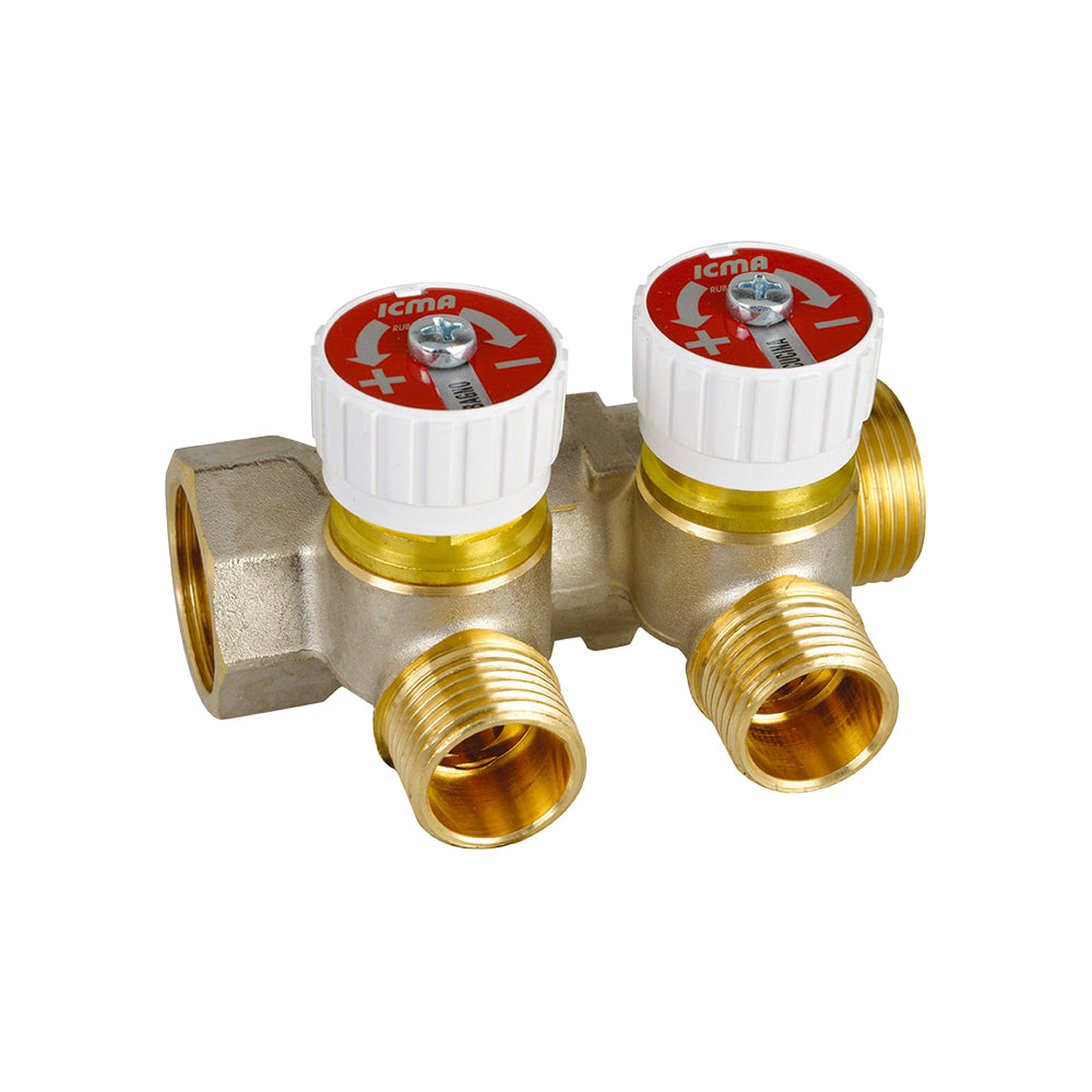 Collettore idraulico lineare m/f 3/4" con rubinetti