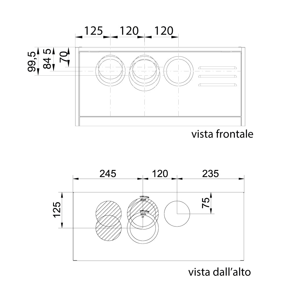 Cassone universale per caldaie 60x24.5xH117 cm Luna Air