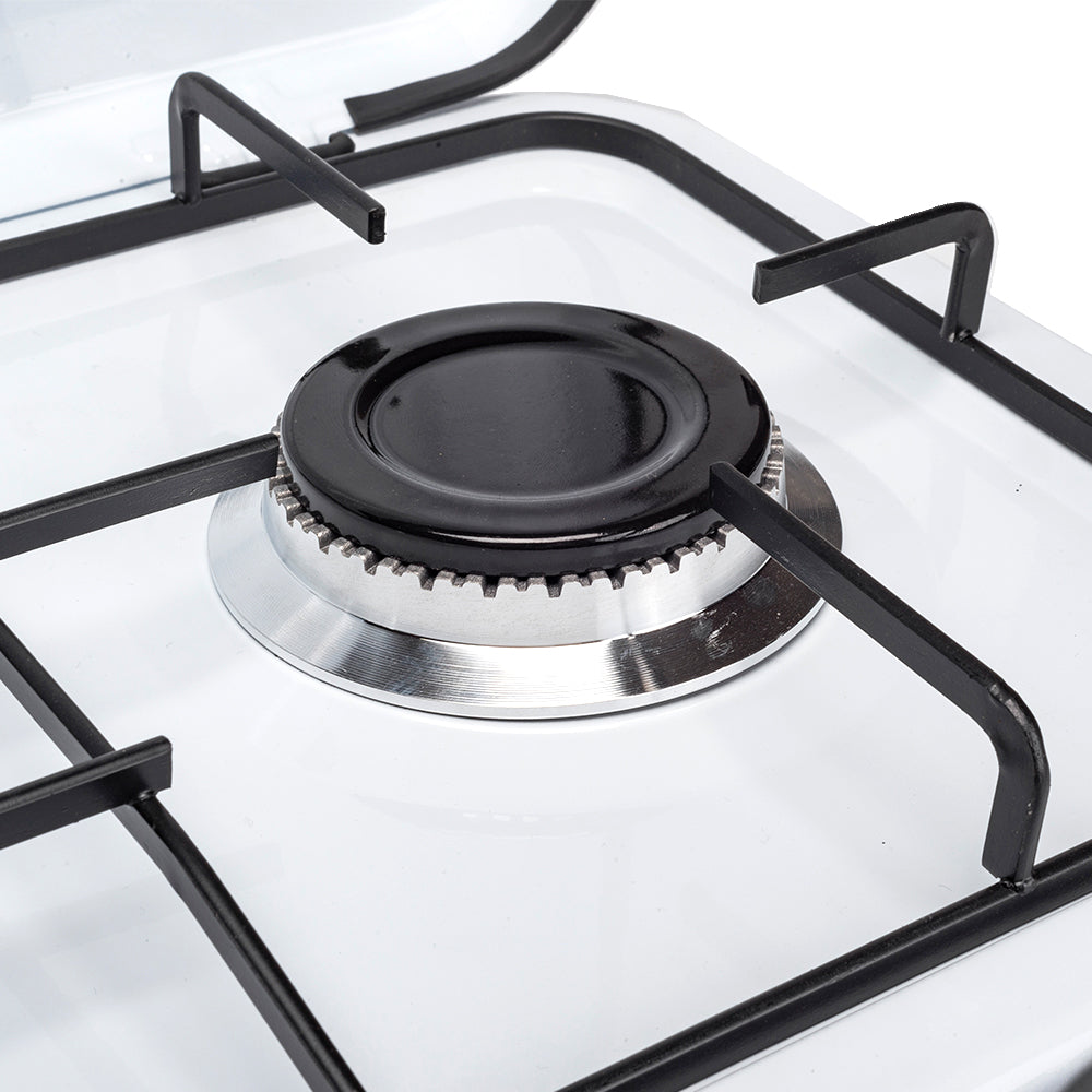 Fornello a gas in acciaio 4 fuochi con bruciatore in lega sparti fiamma e griglia 49x49x13 Cm