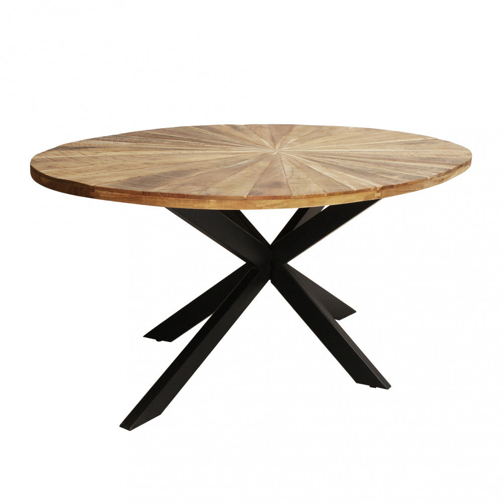 Tavolo ovale in acacia e struttura in metallo 220x120xH77 cm per interno Colton