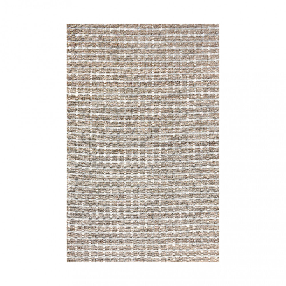 Tappeto 120x180 cm in juta e lana da interno con motivo a quadri