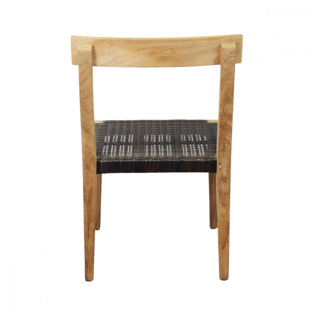 Sedia Impilabile in legno teak rivestita in corda nero e marrone 55x55xH88 cm Delik