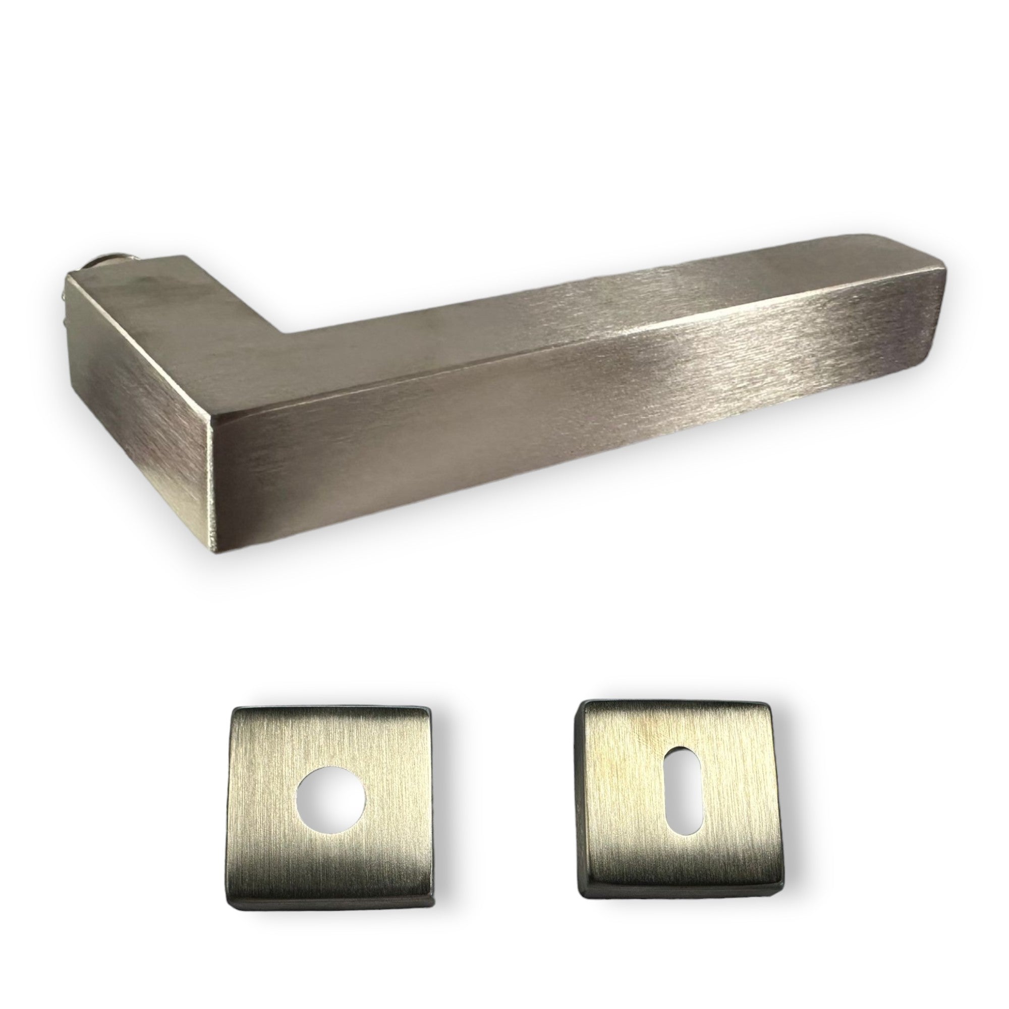 Poignée de porte en acier inoxydable satiné, design moderne et élégant avec rosace et écusson Autriche