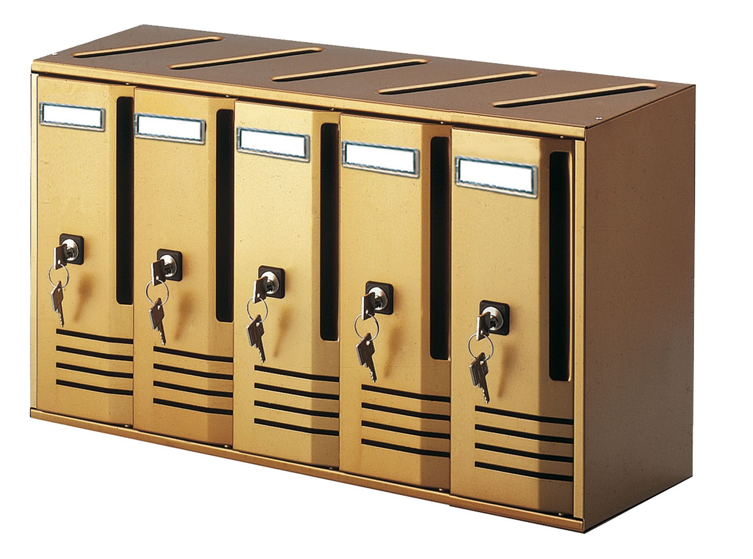 Bloqueurs de poteaux verticaux L52xP17,5xH30 cm 5 places Alubox Cube Bronze