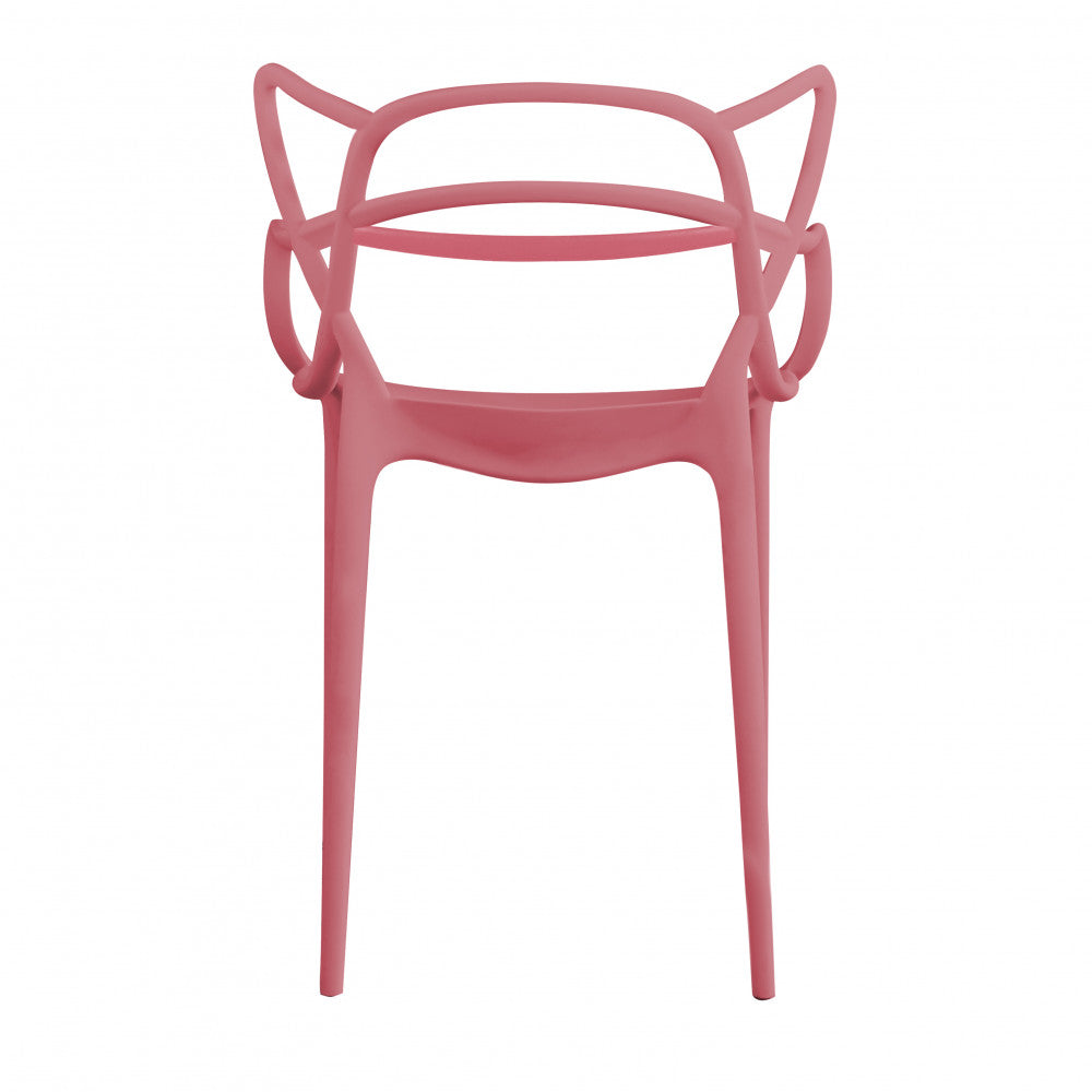 Sedia bar design moderno in resina rossa con braccioli e schienale intrecciato Opera