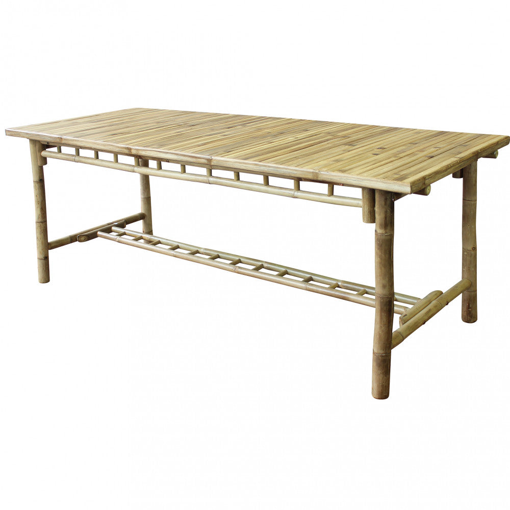 Table d'extérieur rectangulaire 200x80xH75 cm avec structure en bambou Tropikal 