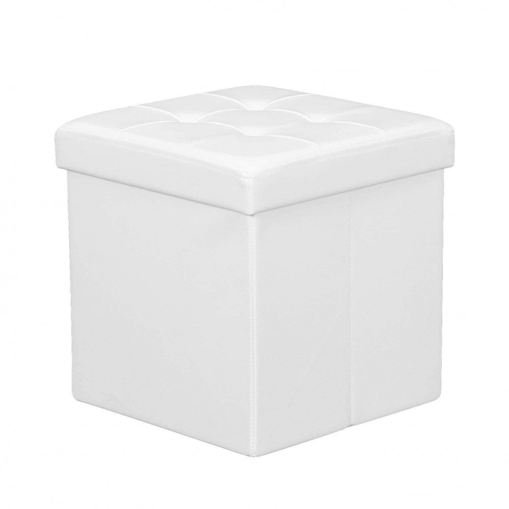 Pouf de rangement cube de rangement carré 38x38 cm recouvert d'éco-cuir