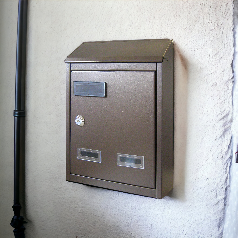 Boîte aux lettres en fer 21x7xH30 cm City Marron Or