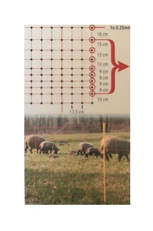 Filet de clôture électrique pour moutons, rouleau de 50 m.