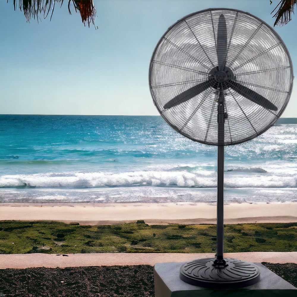 Méga grand ventilateur industriel Ø66 cm 130W turbo avec 3 pales métalliques et hauteur réglable 