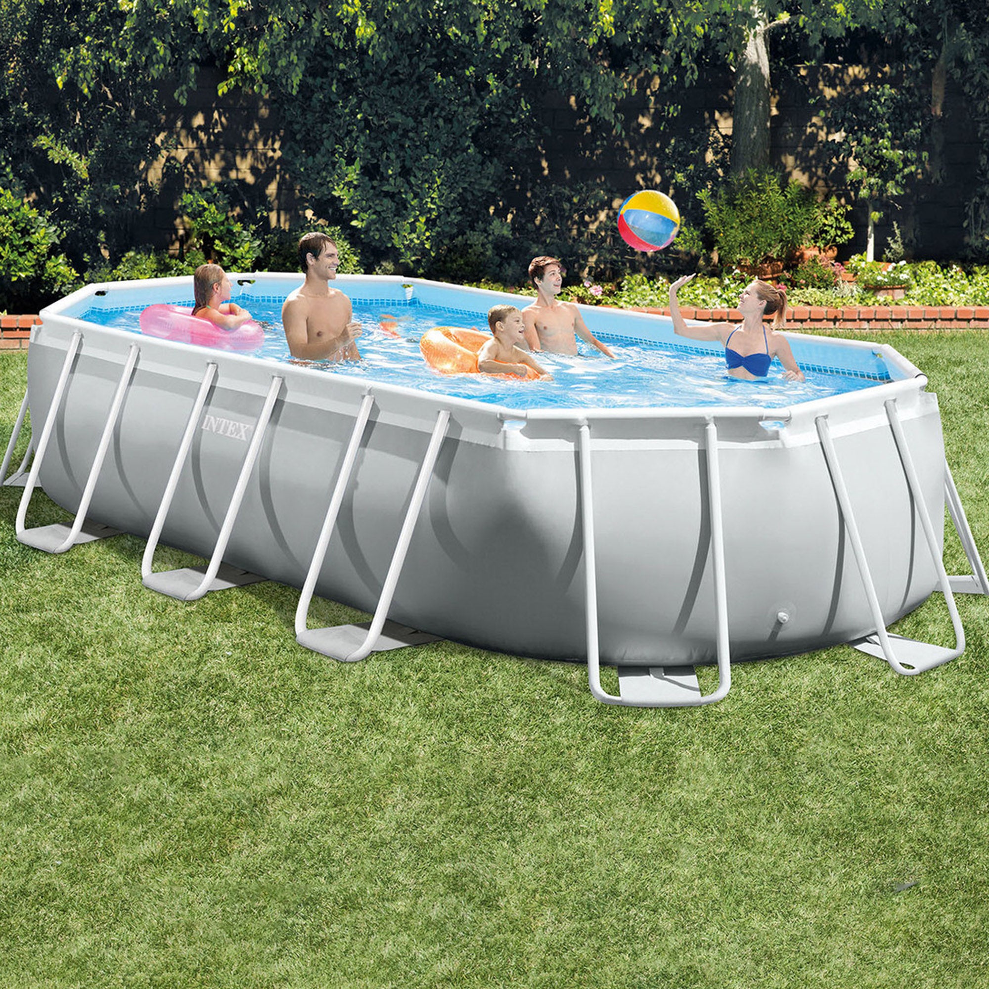 Piscine ovale avec structure 503x274xH122 cm prisme Cadre INTEX26796 