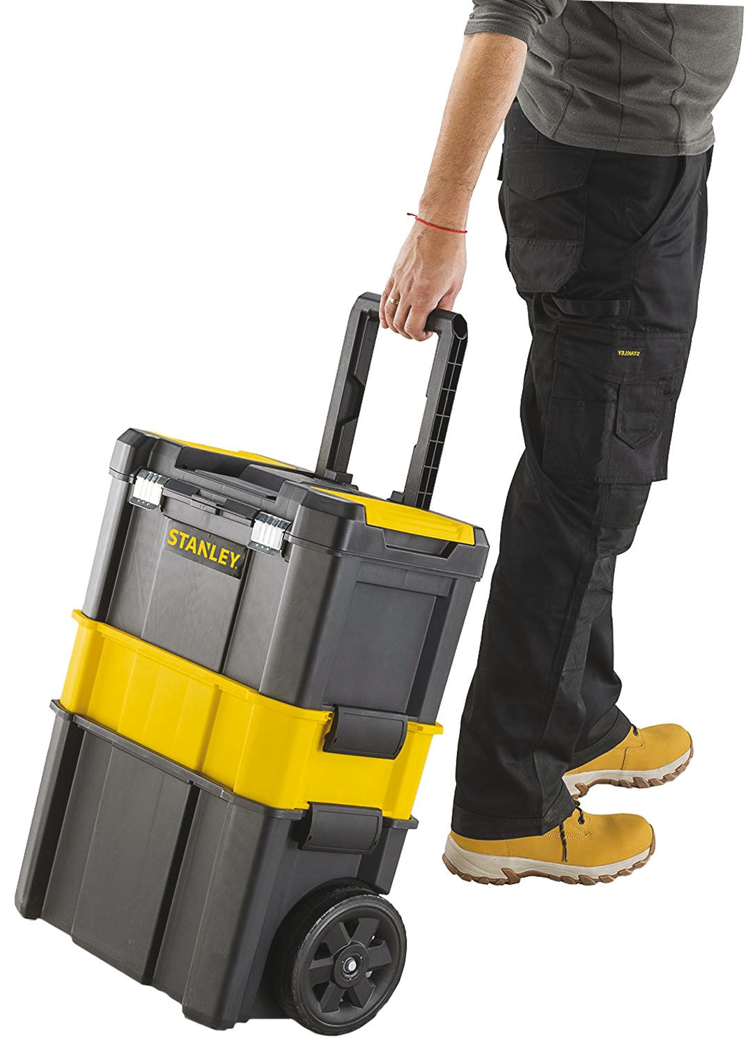 Chariot chariot pour outils et petites pièces avec 3 niveaux de rangement et verrouillable professionnel STANLEY 