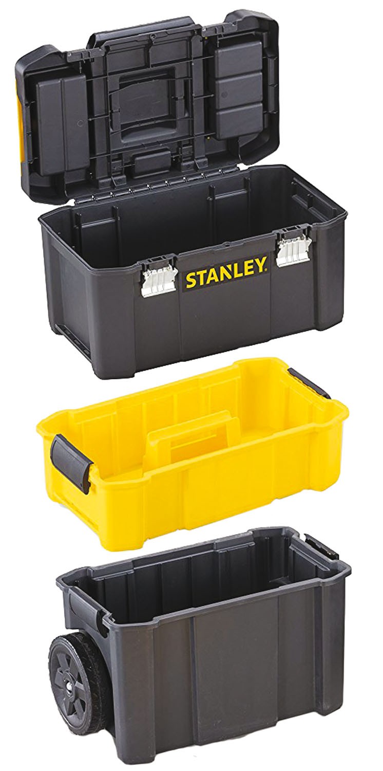 Chariot chariot pour outils et petites pièces avec 3 niveaux de rangement et verrouillable professionnel STANLEY 