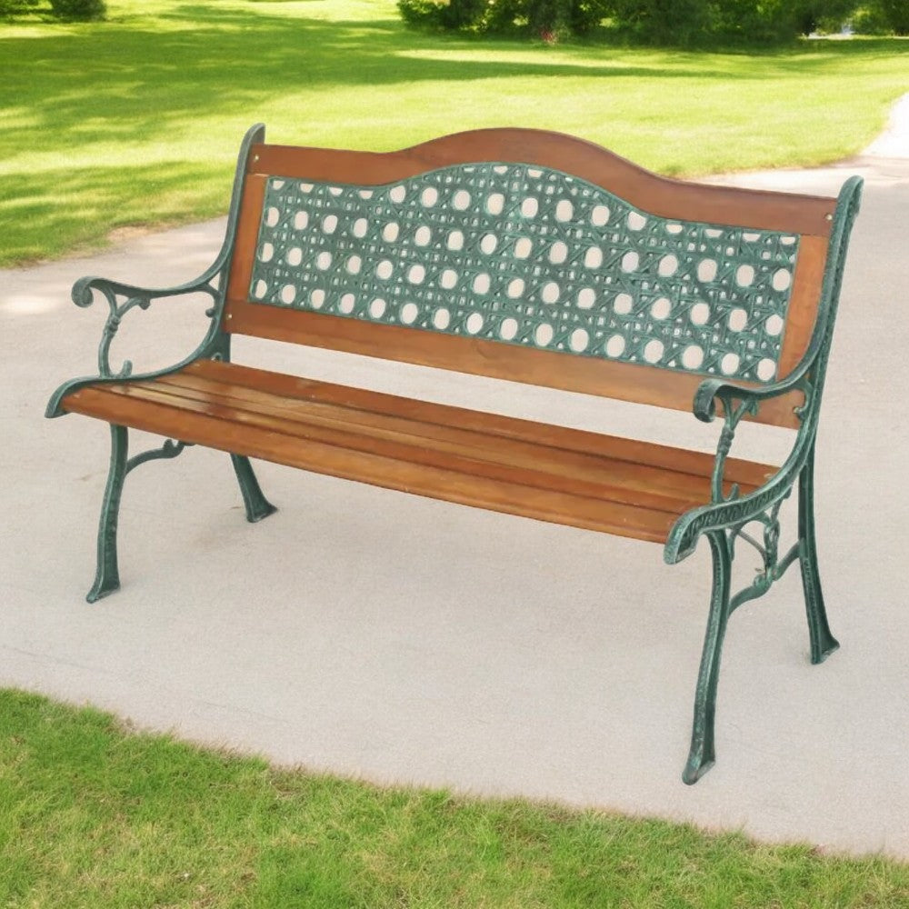 Banc d'extérieur en fonte rotin Arc 126x60cm Collection Garden Deluxe