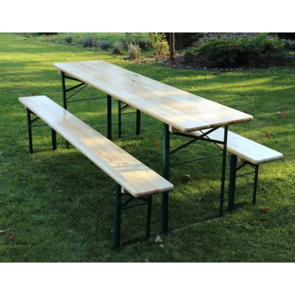 Ensemble table brasserie avec bancs rabattables 2 pieds 200x80xH76cm Collection Garden Deluxe