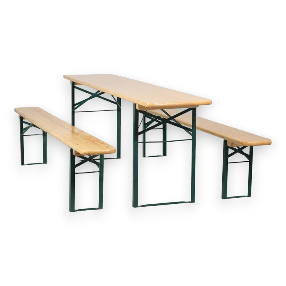 Ensemble table brasserie avec bancs rabattables 2 pieds 200x80xH76cm Collection Garden Deluxe