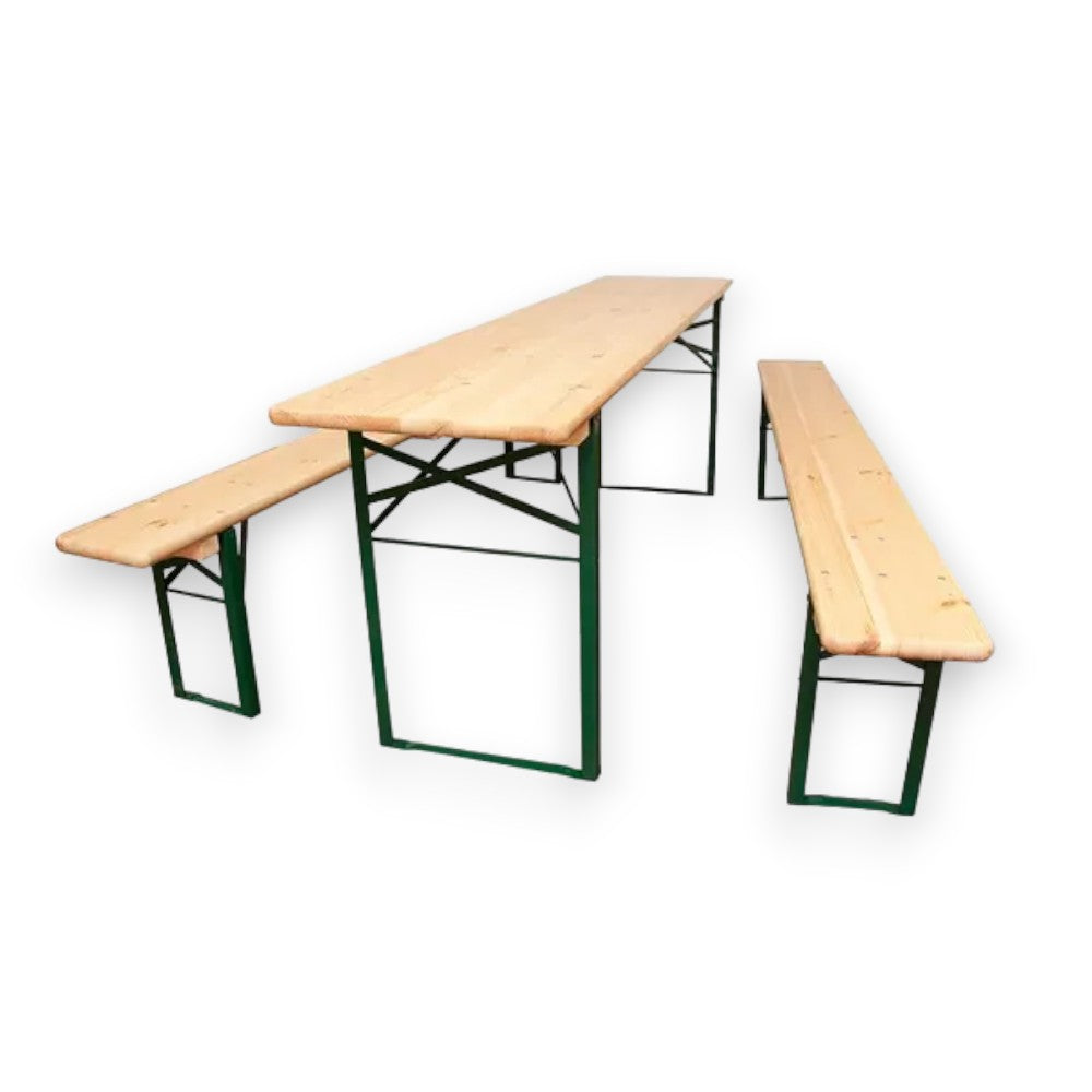Ensemble table brasserie avec bancs rabattables 2 pieds 200x80xH76cm Collection Garden Deluxe