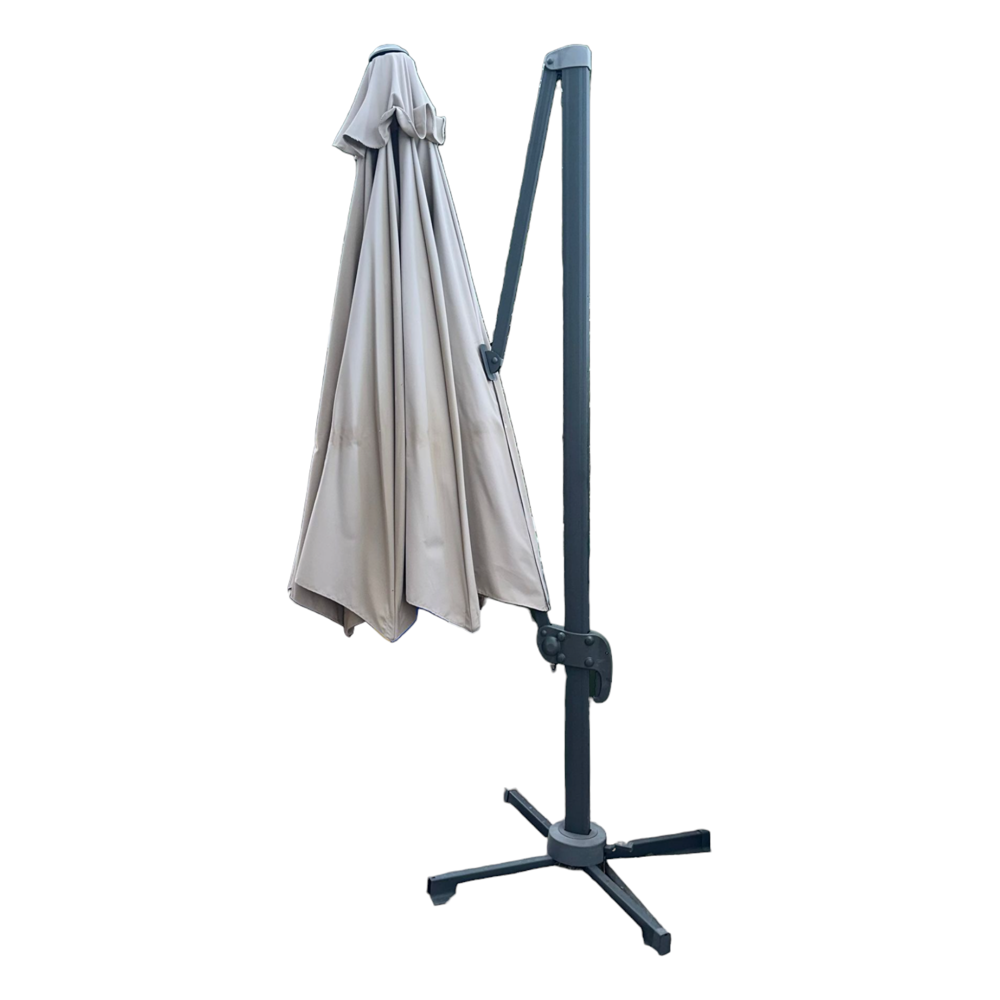 <transcy>Parasol à bras latéral inclinable 350 cm avec structure en aluminium - Premium Beige</transcy>