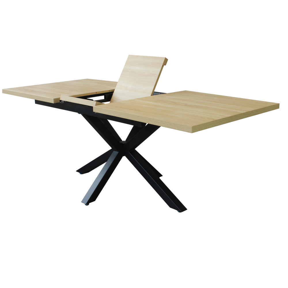 Tavolo allungabile con struttura in metallo nero e marrone con piano in mdf 90x160/200xH75 cm Gariè