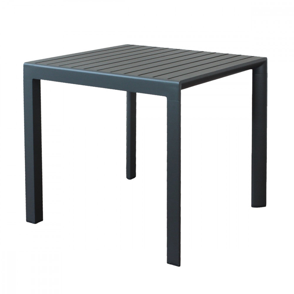Tavolo quadrato 80x80 cm in alluminio con piano a doghe e piedi regolabili Alley